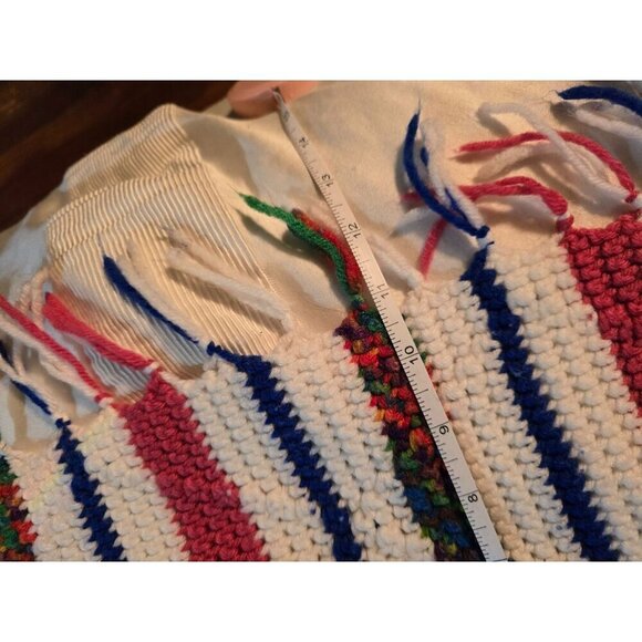 Vintage Handmade Pink Space Dye Striped Fringe Crochet Throw Blanket - Picture 6 of 8